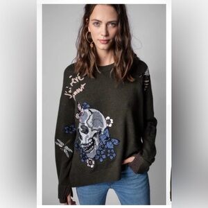 ZADIG & VOLTAIRE Markus Tatoo Cashmere Sweater
Size Medium - GOOD Condition